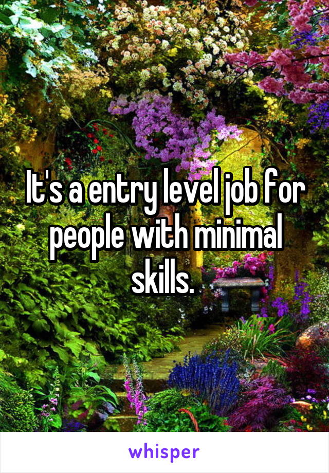 It's a entry level job for people with minimal skills. 