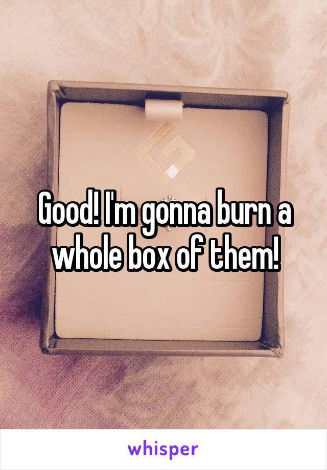 Good! I'm gonna burn a whole box of them!