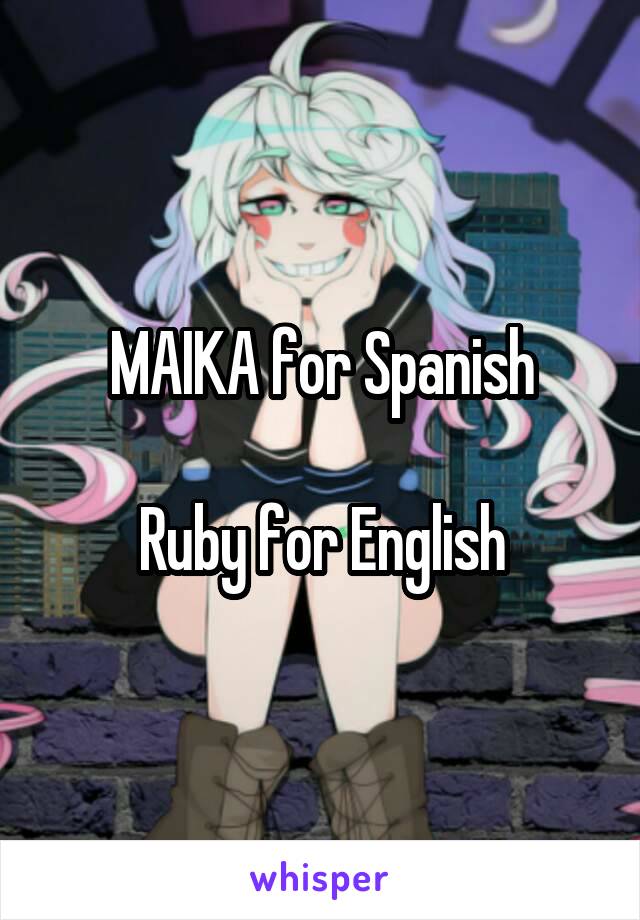 MAIKA for Spanish

Ruby for English
