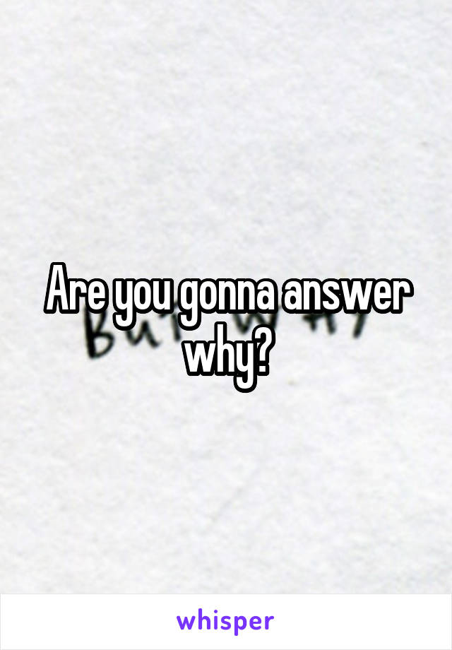 Are you gonna answer why?