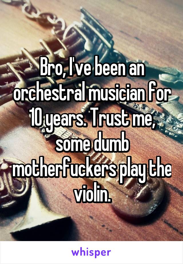 Bro, I've been an orchestral musician for 10 years. Trust me, some dumb motherfuckers play the violin.