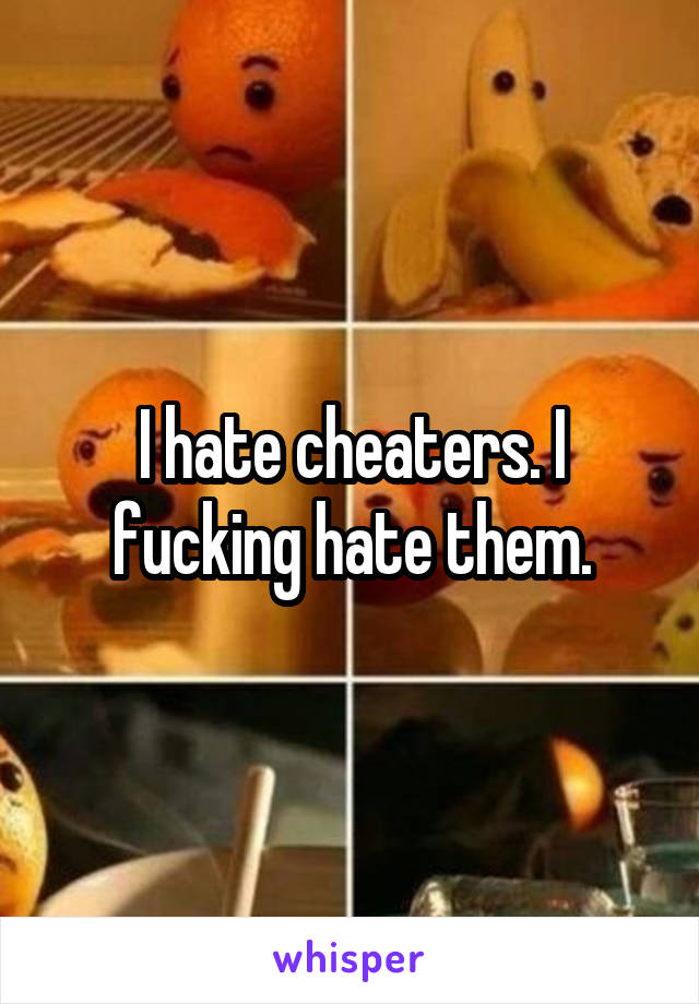 I hate cheaters. I fucking hate them.