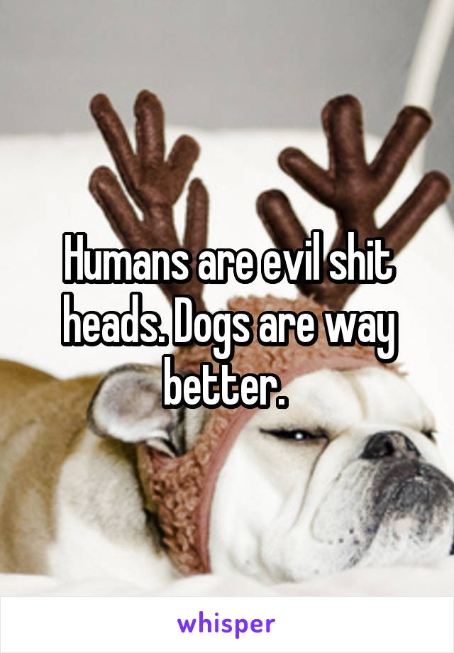 Humans are evil shit heads. Dogs are way better. 