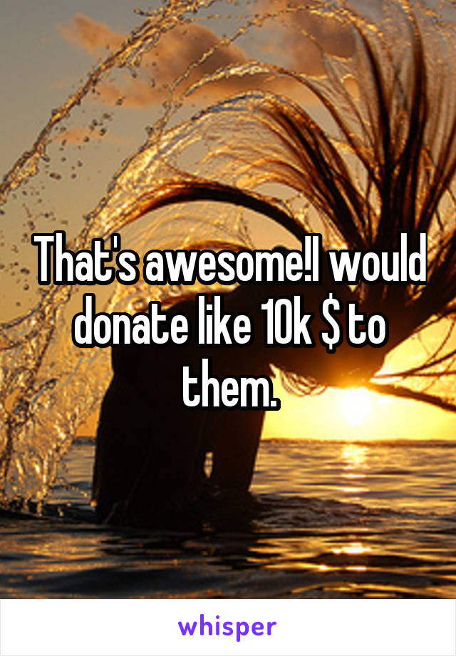 That's awesome!I would donate like 10k $ to them.