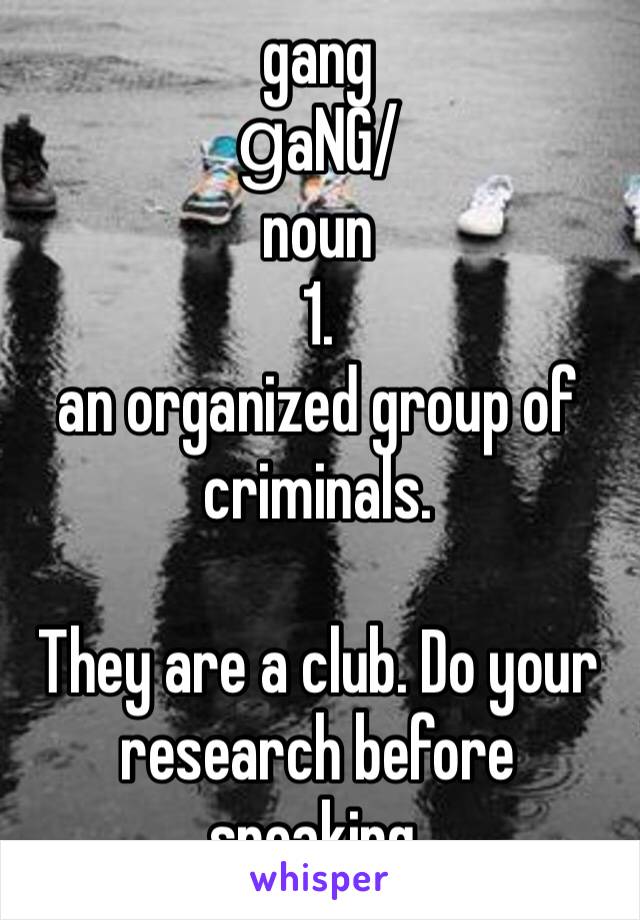 gang
ɡaNG/
noun
1.
an organized group of criminals.

They are a club. Do your research before speaking. 