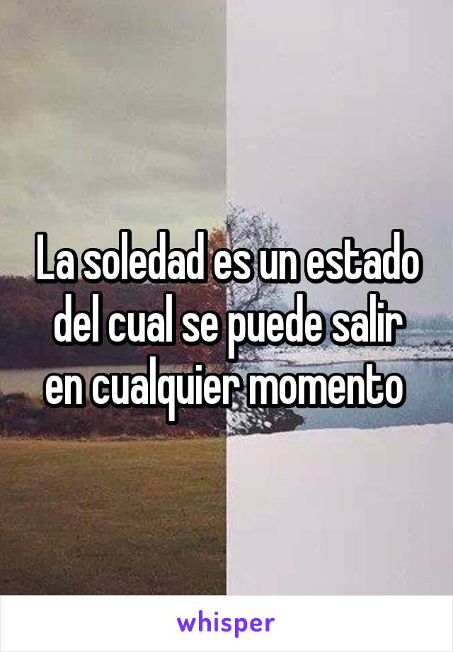 La soledad es un estado del cual se puede salir en cualquier momento 