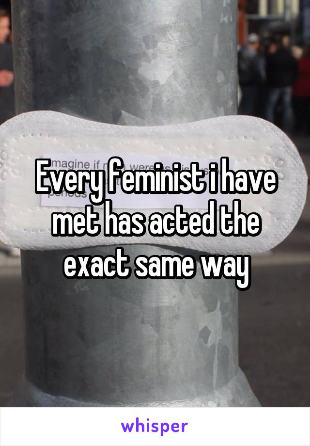 Every feminist i have met has acted the exact same way