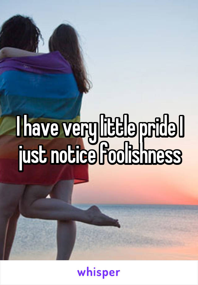 I have very little pride I just notice foolishness