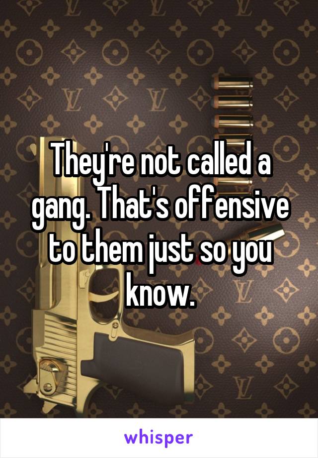 They're not called a gang. That's offensive to them just so you know.