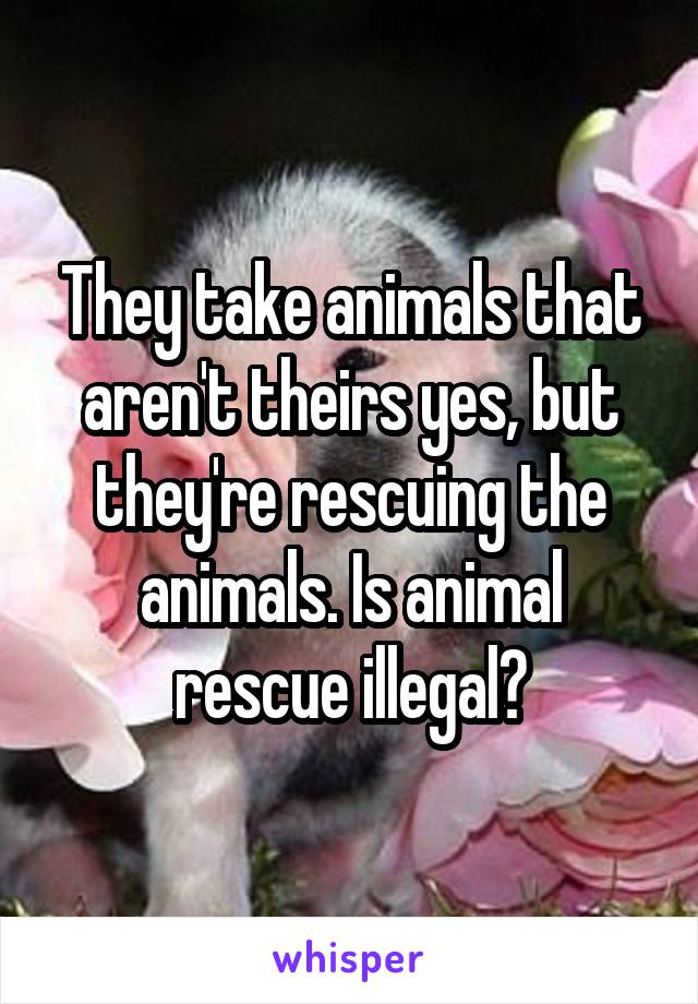 They take animals that aren't theirs yes, but they're rescuing the animals. Is animal rescue illegal?