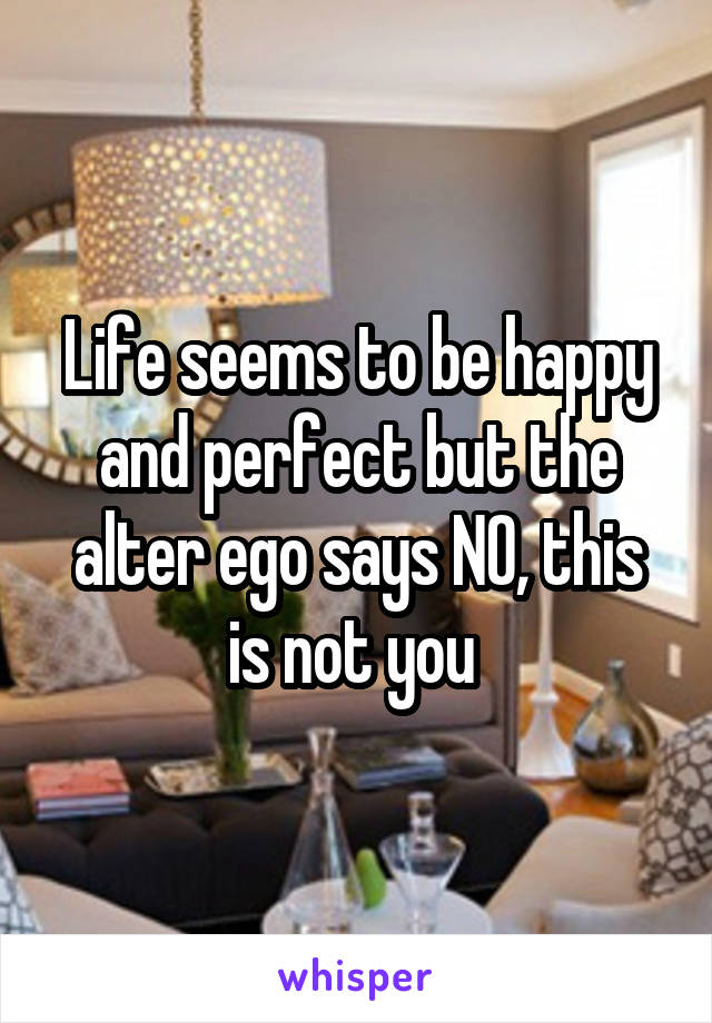 Life seems to be happy and perfect but the alter ego says NO, this is not you 