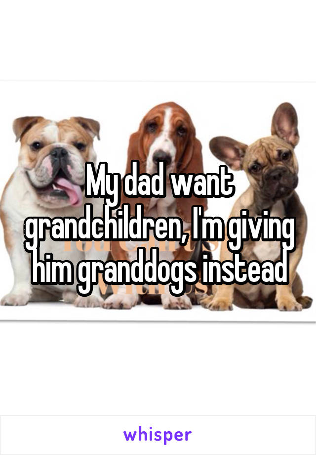 My dad want grandchildren, I'm giving him granddogs instead
