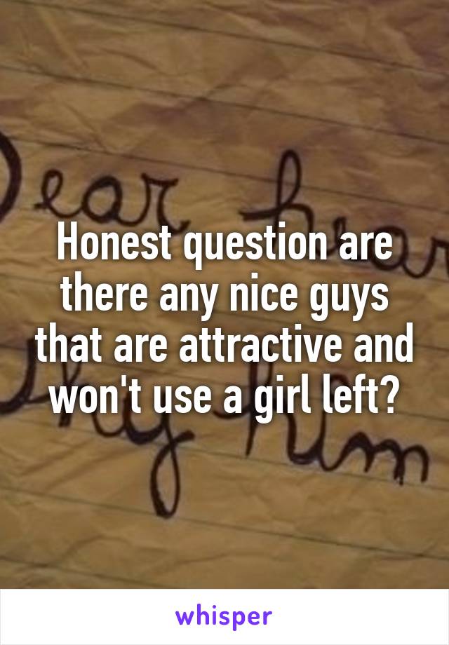 Honest question are there any nice guys that are attractive and won't use a girl left?