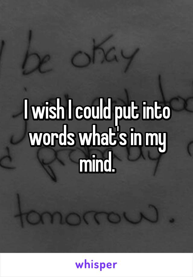 I wish I could put into words what's in my mind.