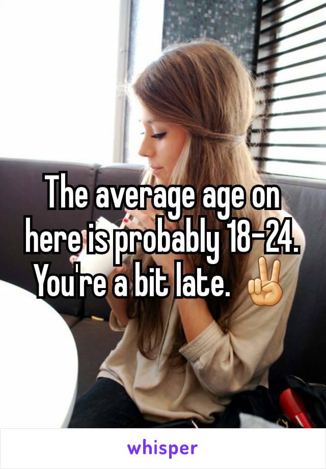 The average age on here is probably 18-24.
You're a bit late. ✌