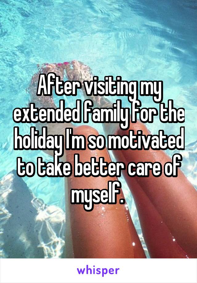 After visiting my extended family for the holiday I'm so motivated to take better care of myself. 