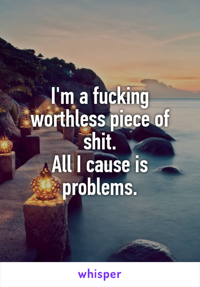 I'm a fucking worthless piece of shit.
All I cause is problems.