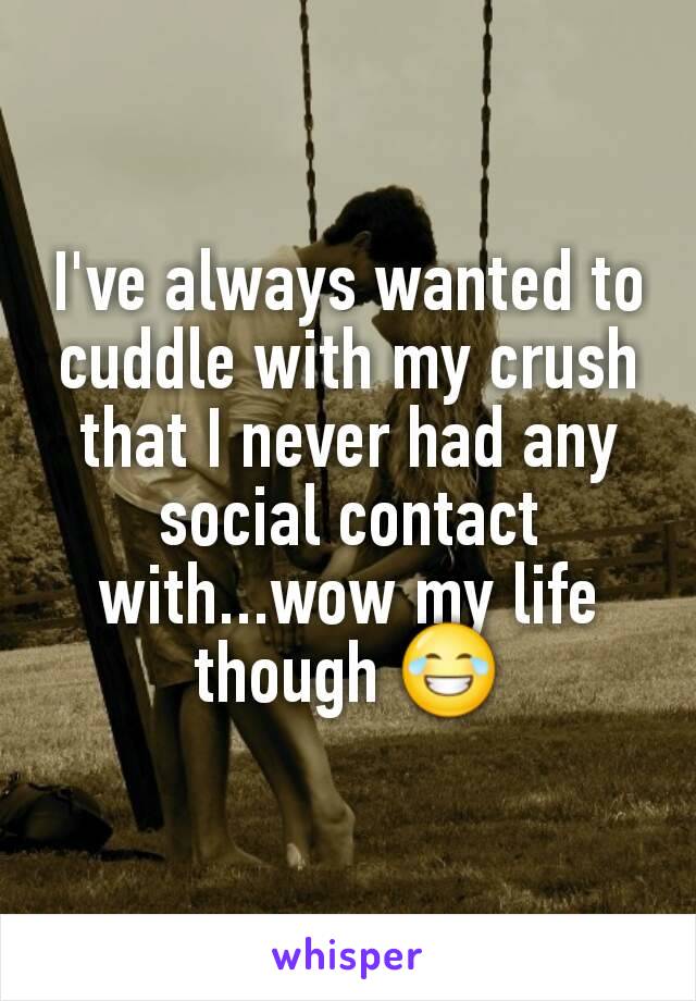 I've always wanted to cuddle with my crush that I never had any social contact with...wow my life though 😂
