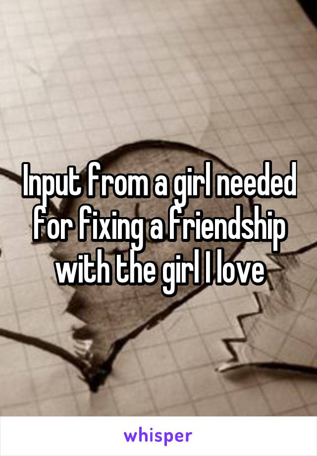Input from a girl needed for fixing a friendship with the girl I love
