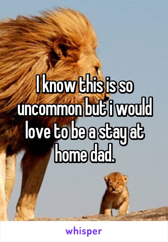 I know this is so uncommon but i would love to be a stay at home dad.