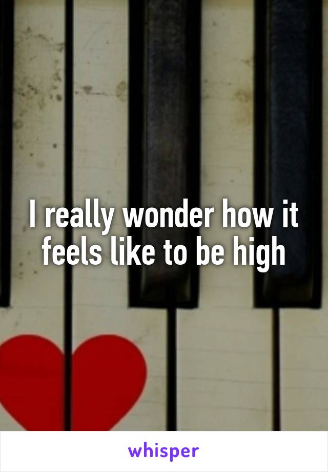 I really wonder how it feels like to be high