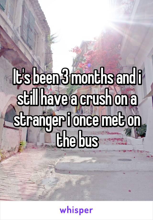 It's been 3 months and i still have a crush on a stranger i once met on the bus