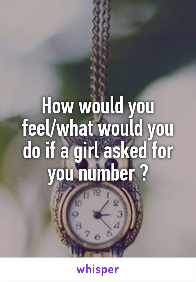 How would you feel/what would you do if a girl asked for you number ?