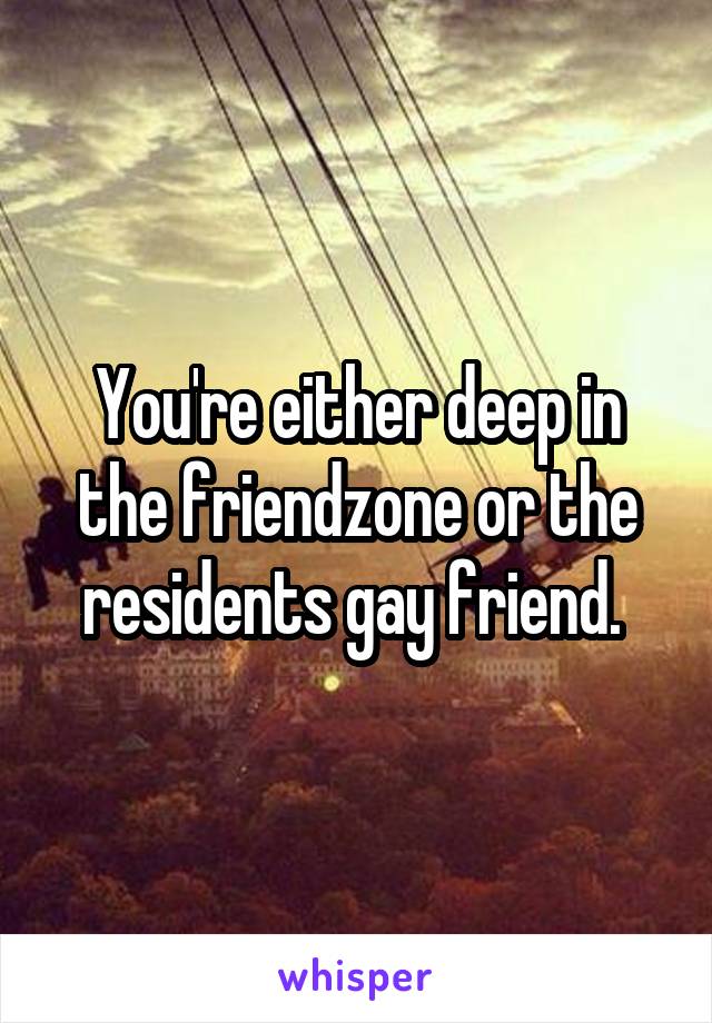 You're either deep in the friendzone or the residents gay friend. 