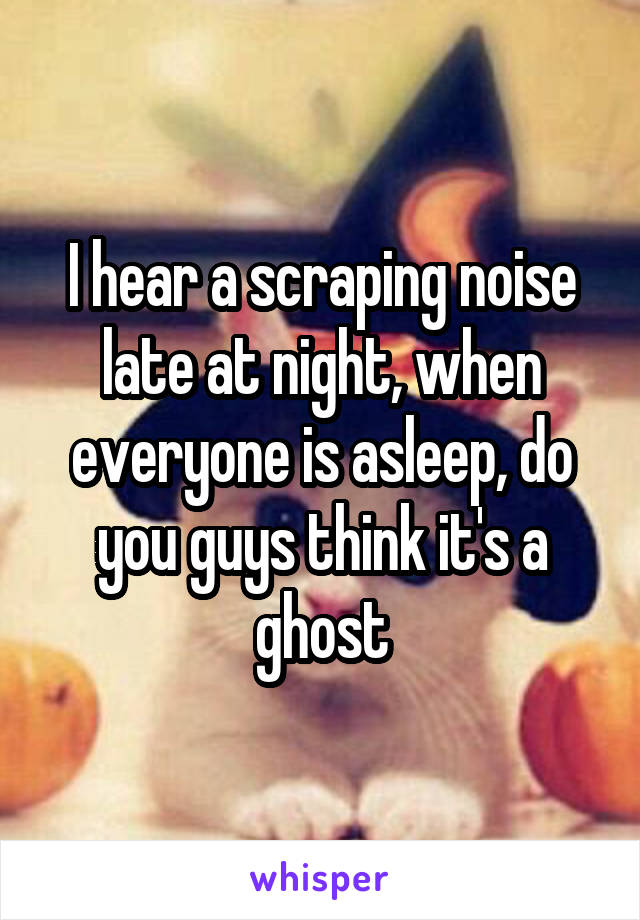 I hear a scraping noise late at night, when everyone is asleep, do you guys think it's a ghost