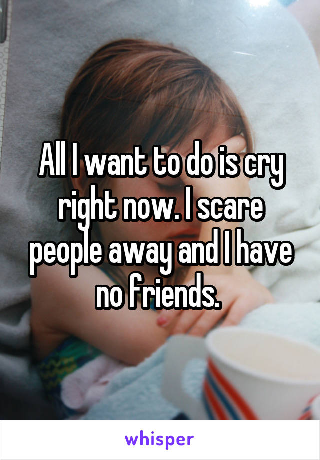 All I want to do is cry right now. I scare people away and I have no friends. 