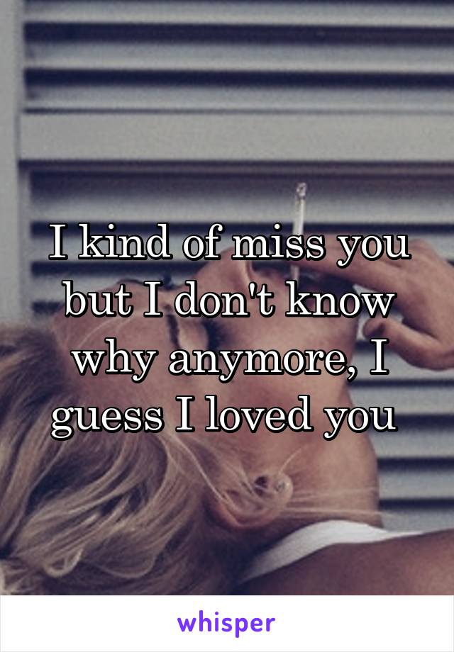 I kind of miss you but I don't know why anymore, I guess I loved you 