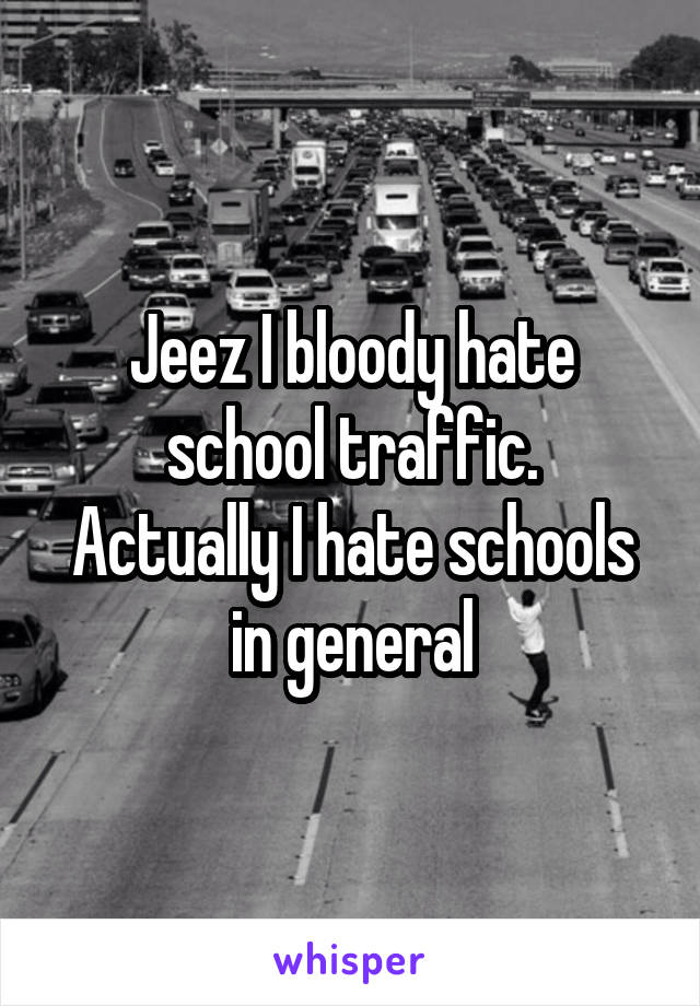 Jeez I bloody hate school traffic.
Actually I hate schools in general