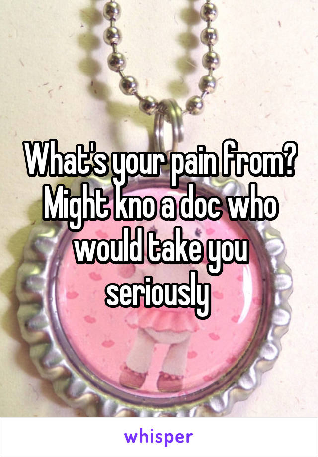 What's your pain from? Might kno a doc who would take you seriously 
