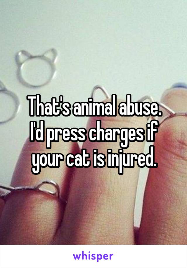 That's animal abuse.
I'd press charges if your cat is injured.
