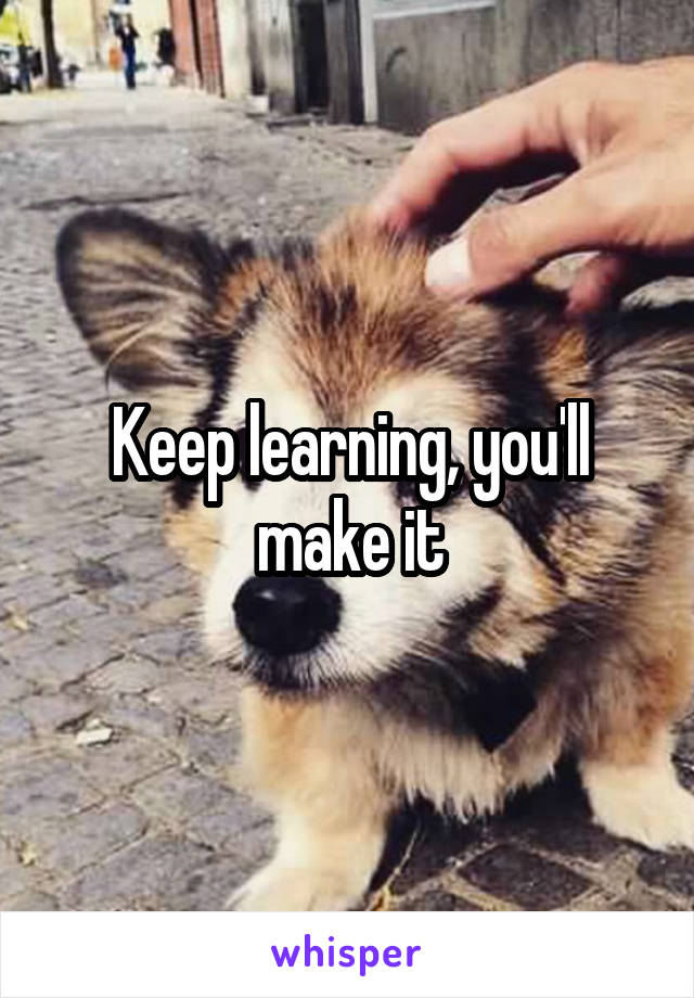 Keep learning, you'll make it