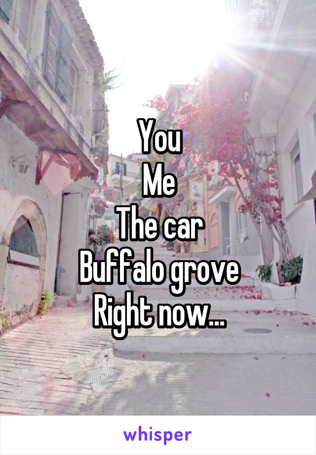 You
Me
The car
Buffalo grove
Right now...