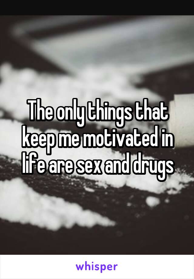 The only things that keep me motivated in life are sex and drugs
