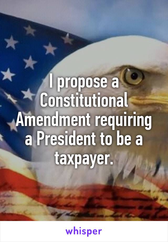I propose a Constitutional Amendment requiring a President to be a taxpayer.