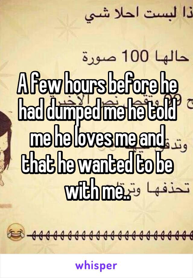 A few hours before he had dumped me he told me he loves me and that he wanted to be with me..