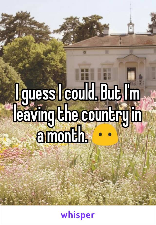 I guess I could. But I'm leaving the country in a month. 😶