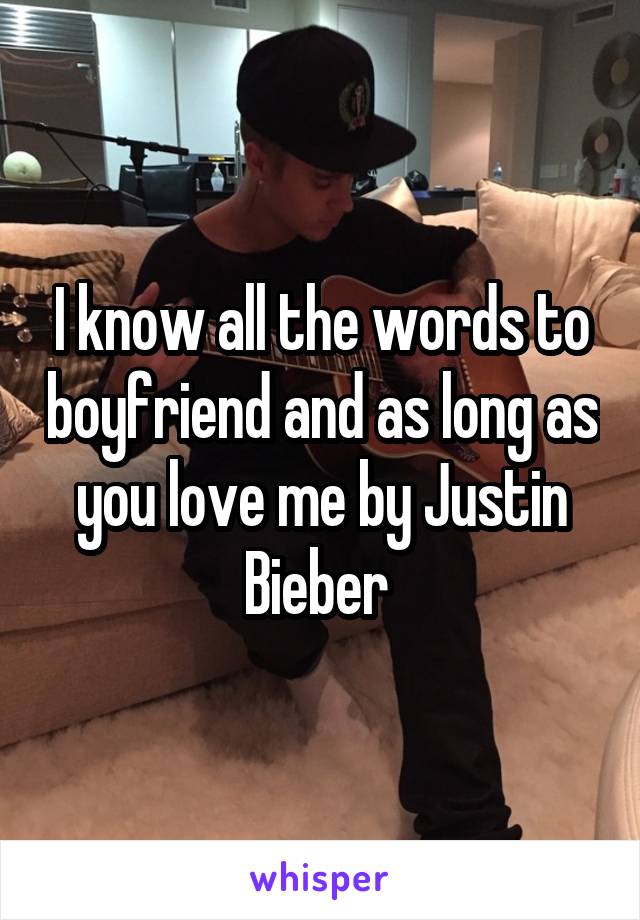 I know all the words to boyfriend and as long as you love me by Justin Bieber 