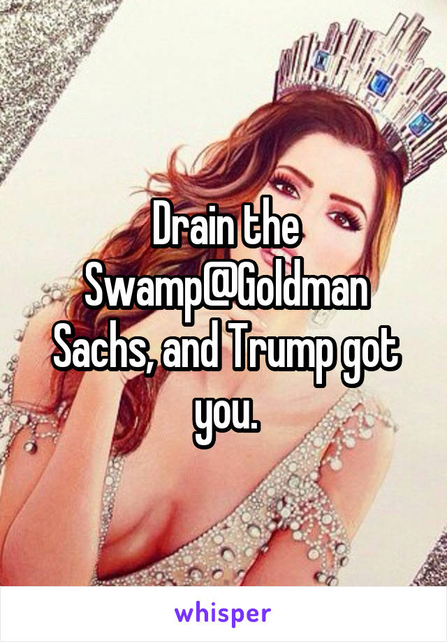 Drain the Swamp@Goldman Sachs, and Trump got you.