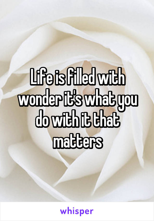 Life is filled with wonder it's what you do with it that matters