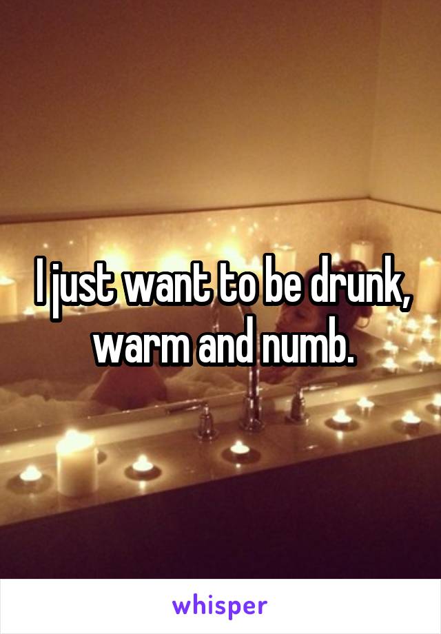 I just want to be drunk, warm and numb.