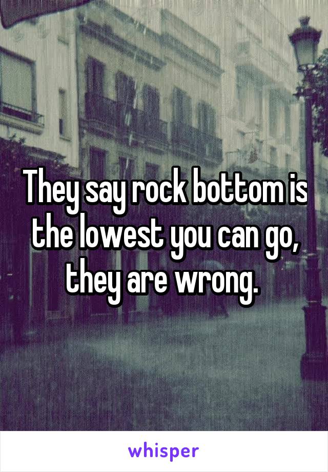 They say rock bottom is the lowest you can go, they are wrong. 