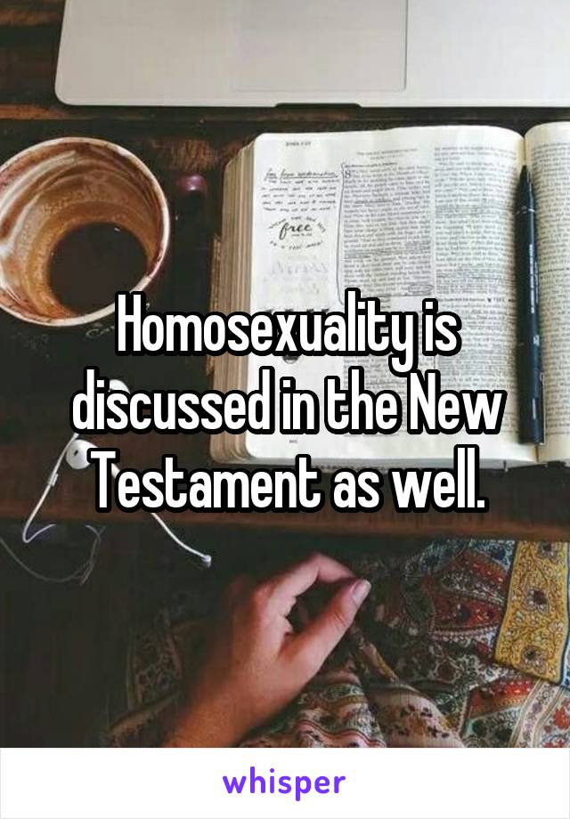 Homosexuality is discussed in the New Testament as well.