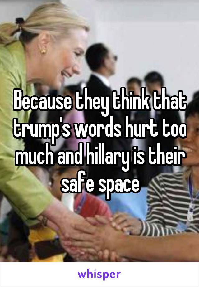Because they think that trump's words hurt too much and hillary is their safe space
