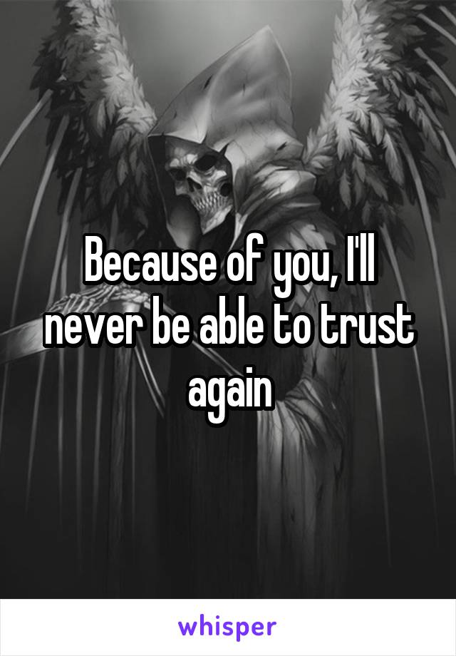 Because of you, I'll never be able to trust again