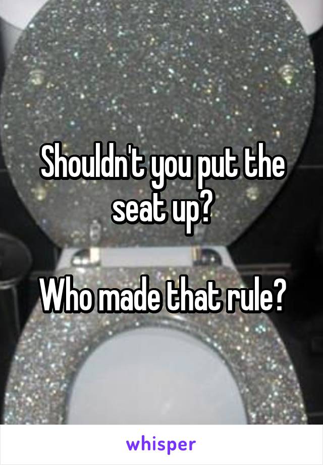 Shouldn't you put the seat up?

Who made that rule?