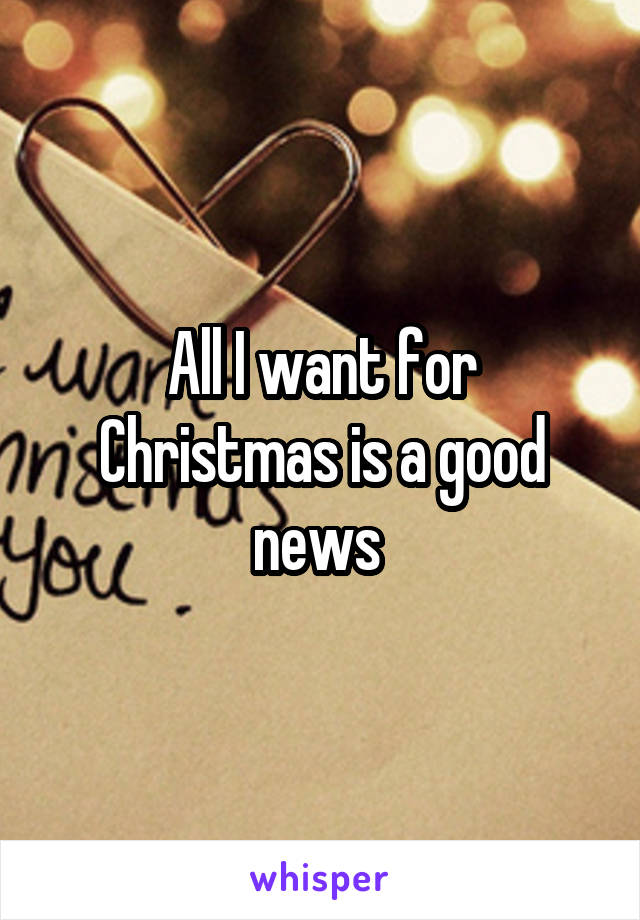 All I want for Christmas is a good news 